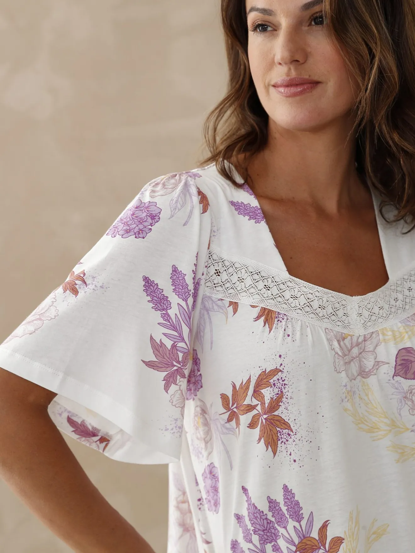 New Chemise de nuit longue manches papillon Chemise De Nuit