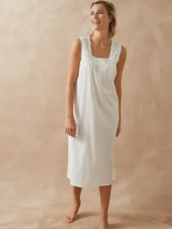 Outlet Chemise de nuit plumetis larges bretelle Chemise De Nuit