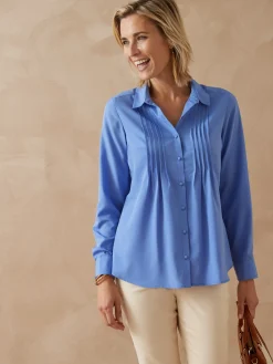 New Chemisier à plis effet plastron Femme Chemisier, Blouse