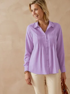 Chemisier à plis effet plastron Femme Chemisier, Blouse