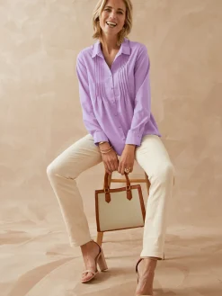 Chemisier à plis effet plastron Femme Chemisier, Blouse