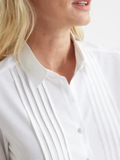 Discount Chemisier à plis effet plastron Femme Chemisier, Blouse