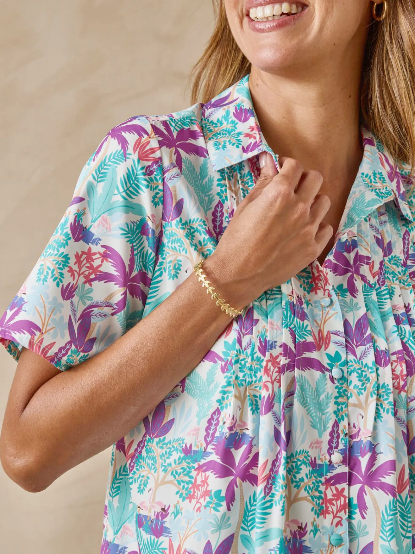 Discount Chemisier effet plastron manches courtes Femme Chemisier, Blouse