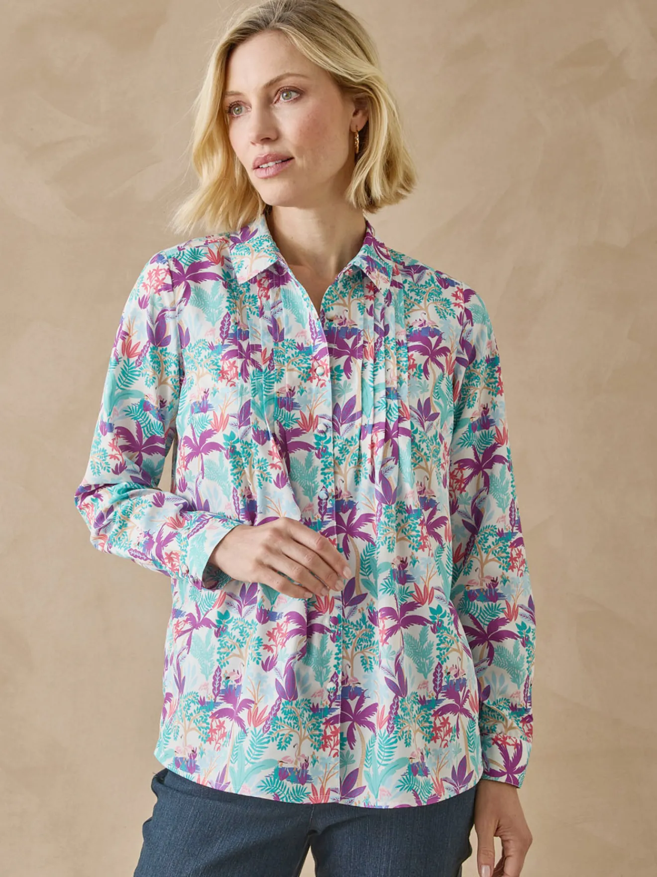 Sale Chemisier effet plastron manches longues Femme Chemisier, Blouse