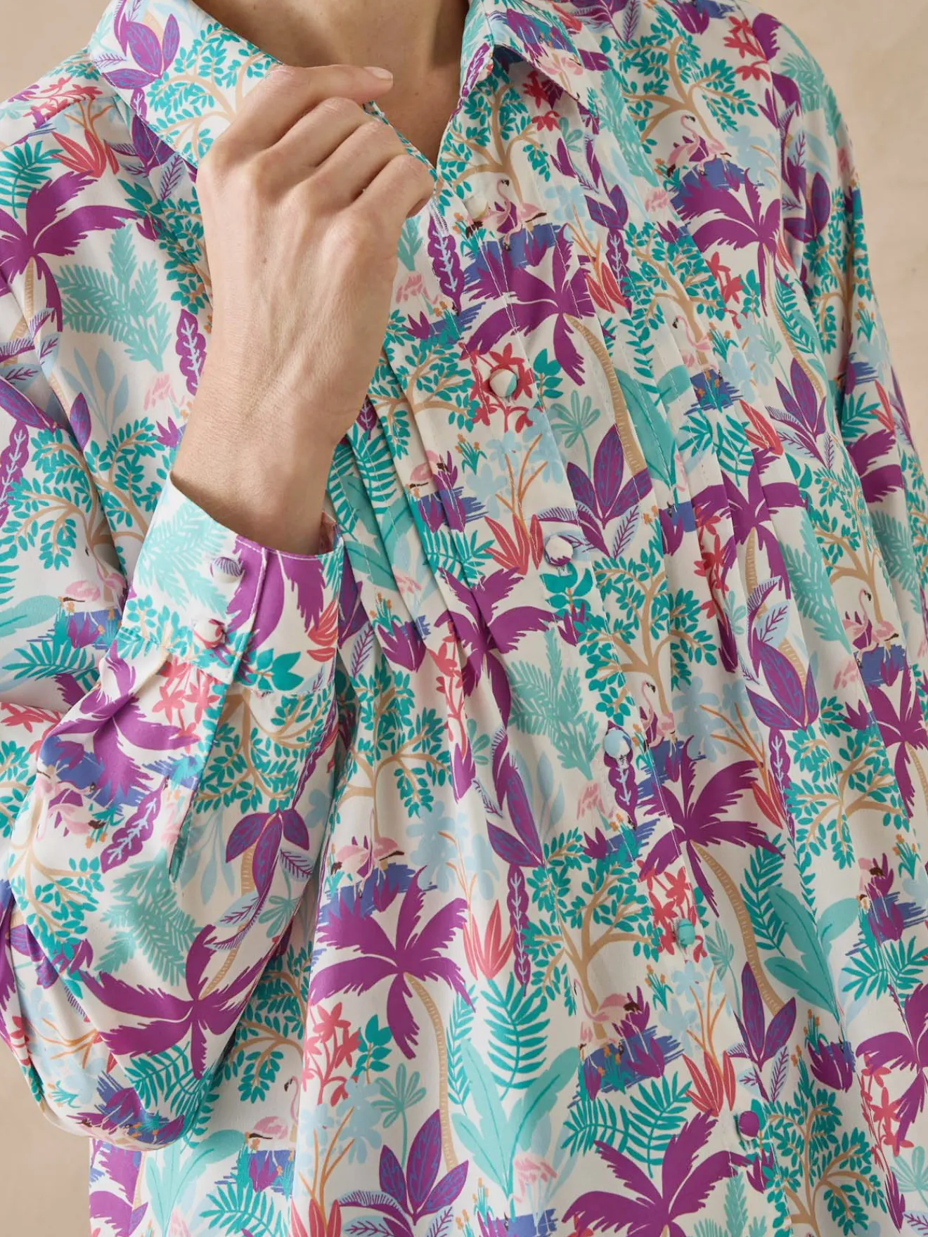 Sale Chemisier effet plastron manches longues Femme Chemisier, Blouse