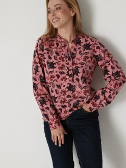 Best Chemisier en crêpe col montant volanté Femme Tunique|Chemisier, Blouse