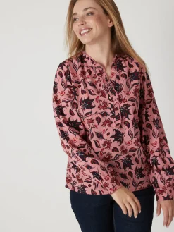 Best Chemisier en crêpe col montant volanté Femme Tunique|Chemisier, Blouse