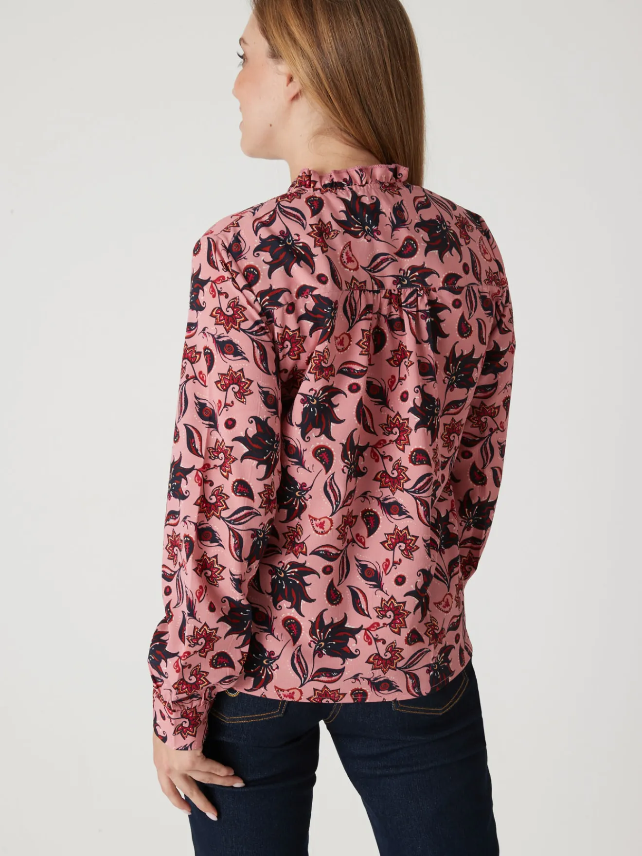 Best Chemisier en crêpe col montant volanté Femme Tunique|Chemisier, Blouse