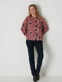 Best Chemisier en crêpe col montant volanté Femme Tunique|Chemisier, Blouse