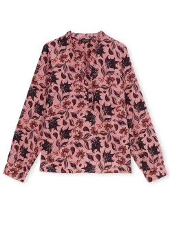 Best Chemisier en crêpe col montant volanté Femme Tunique|Chemisier, Blouse