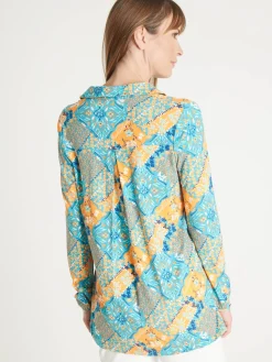 Online Chemisier tunique en maille fluide Femme Tunique|Chemisier, Blouse