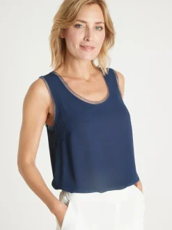 Discount Débardeur en crêpe avec dentelle Femme Chemisier, Blouse