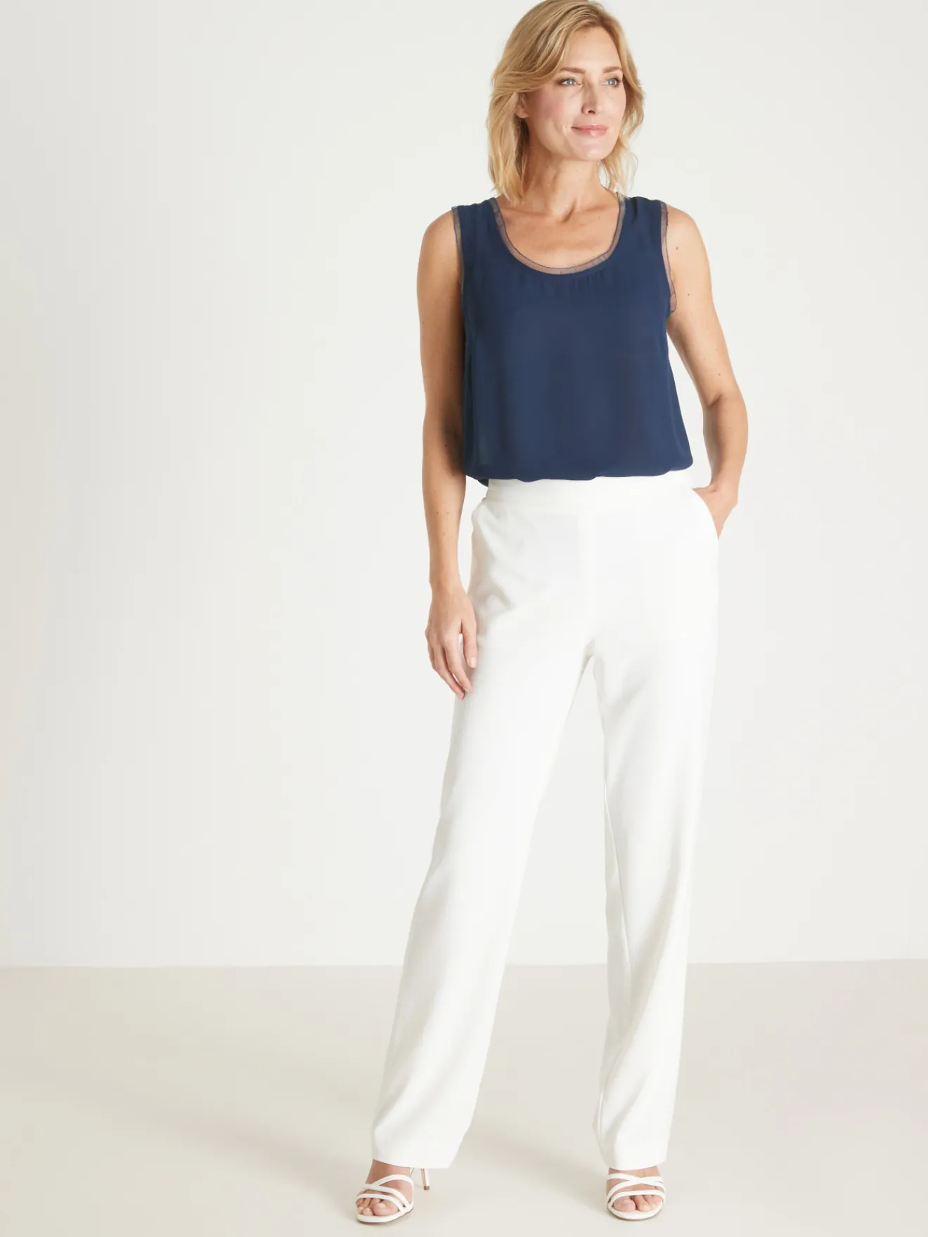 Discount Débardeur en crêpe avec dentelle Femme Chemisier, Blouse