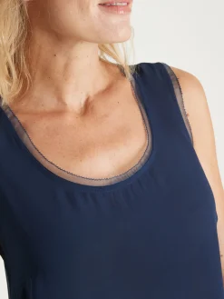 Discount Débardeur en crêpe avec dentelle Femme Chemisier, Blouse