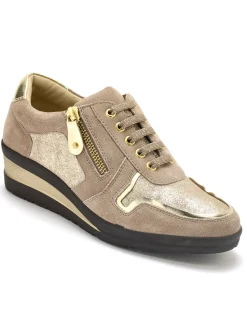 Sale Derbies détails métallisés zip et lacets Femme Baskets, Derbies