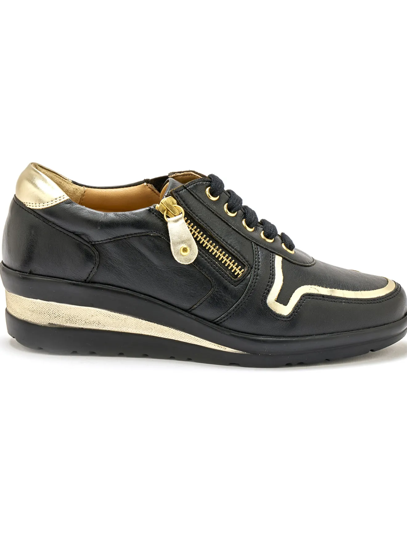 New Derbies détails métallisés zip et lacets Femme Baskets, Derbies