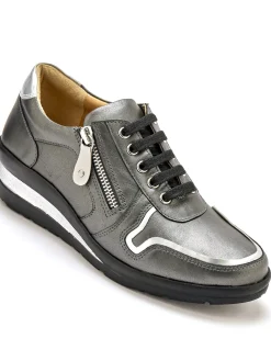 Hot Derbies détails métallisés zip et lacets Femme Baskets, Derbies