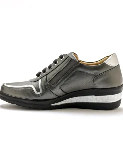 Hot Derbies détails métallisés zip et lacets Femme Baskets, Derbies