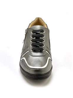 Hot Derbies détails métallisés zip et lacets Femme Baskets, Derbies