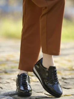 Hot Derbies détails métallisés zip et lacets Femme Baskets, Derbies