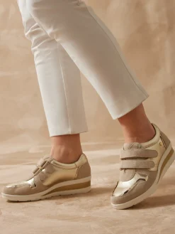 Hot Derbies tout cuir à scratchs Femme Baskets, Derbies