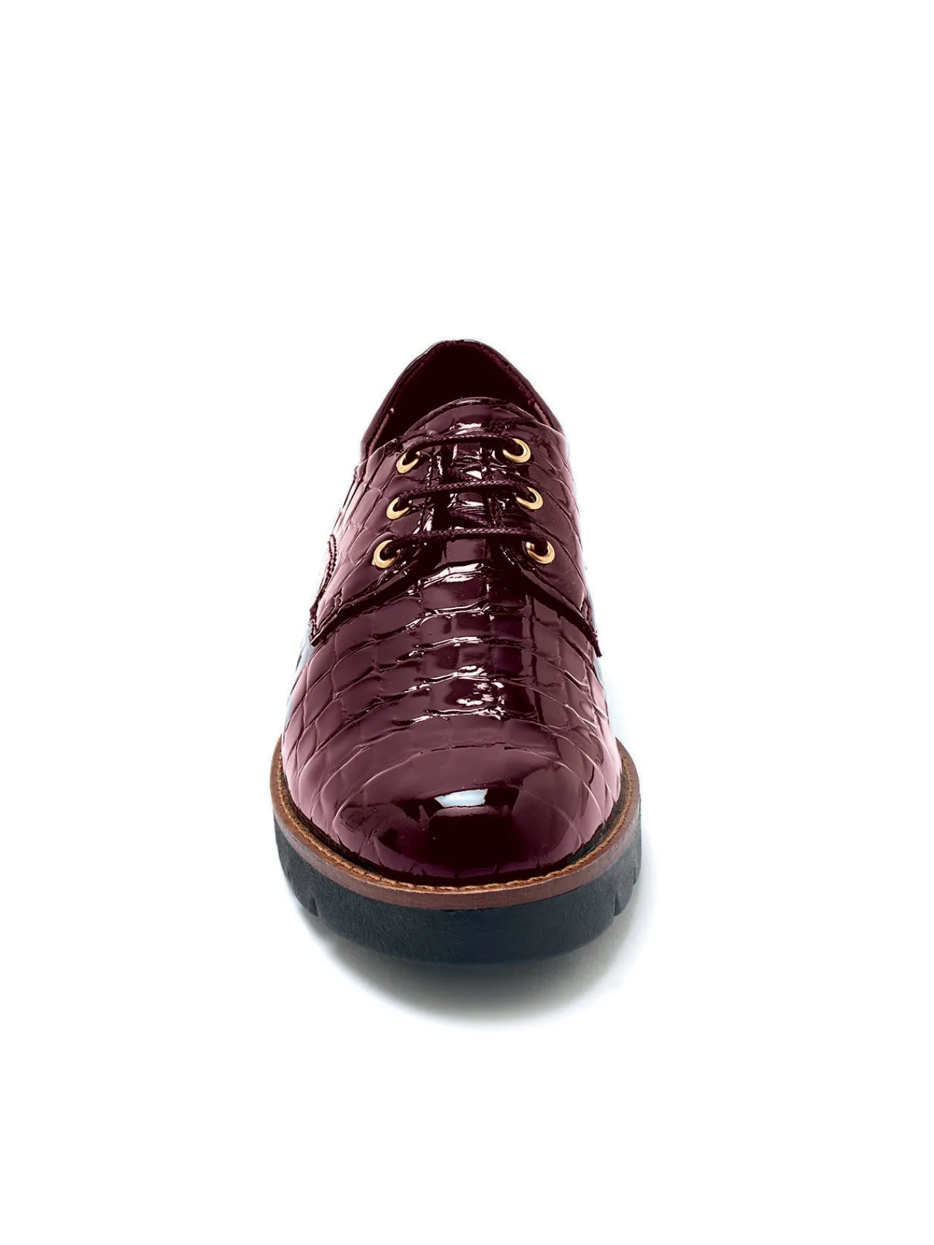 Hot Derbies vernis façon croco Femme Baskets, Derbies