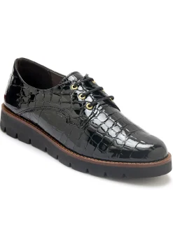 Clearance Derbies vernis façon croco Femme Baskets, Derbies