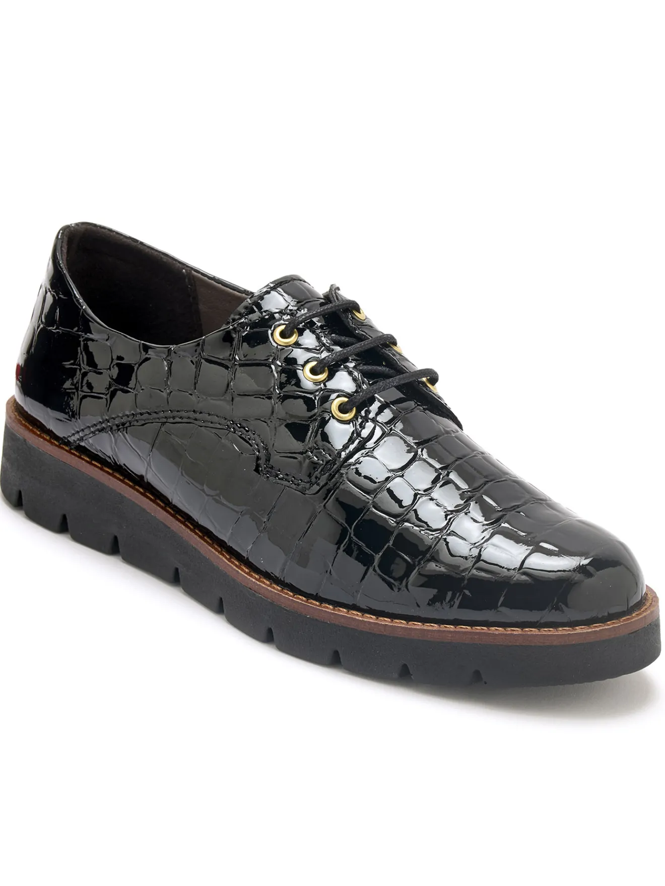 Clearance Derbies vernis façon croco Femme Baskets, Derbies