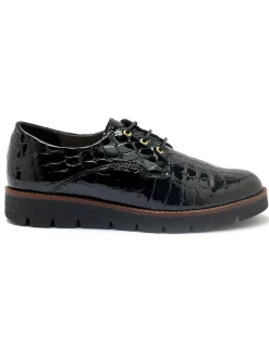 Clearance Derbies vernis façon croco Femme Baskets, Derbies