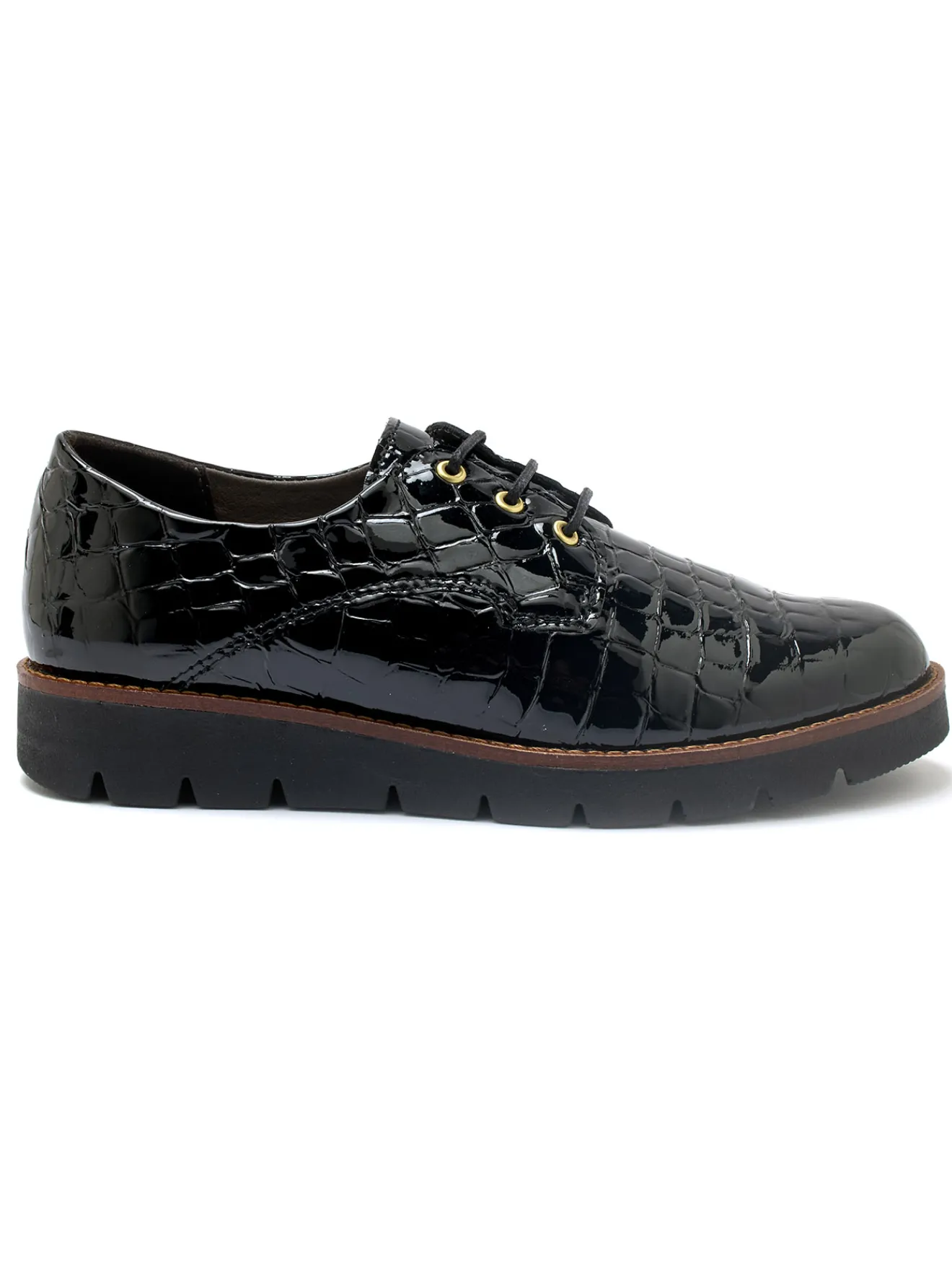 Clearance Derbies vernis façon croco Femme Baskets, Derbies