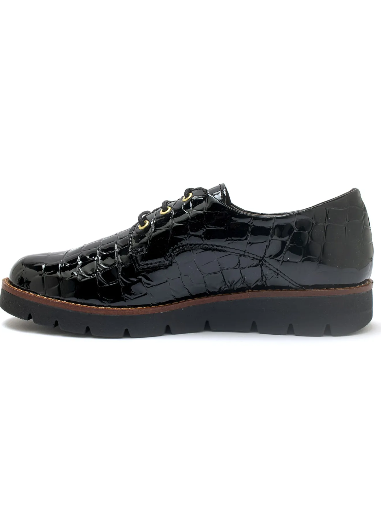 Clearance Derbies vernis façon croco Femme Baskets, Derbies