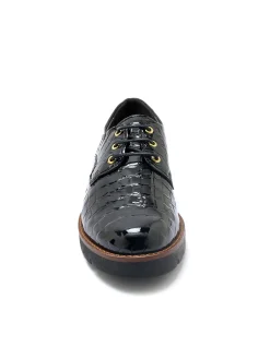 Clearance Derbies vernis façon croco Femme Baskets, Derbies