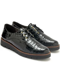 Clearance Derbies vernis façon croco Femme Baskets, Derbies