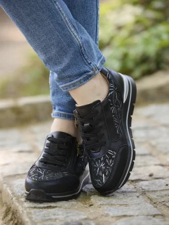 Hot Derbies zippés et lacés semelle amovible Femme Baskets, Derbies