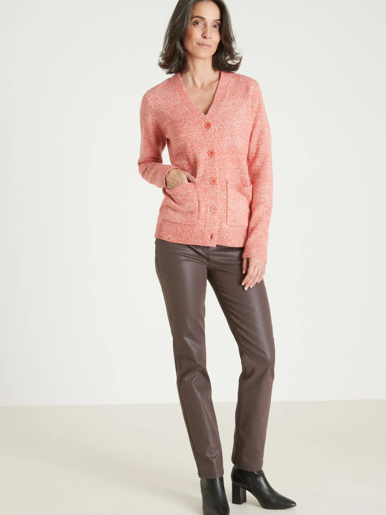 Outlet Gilet classique en maille chinée Femme Gilet