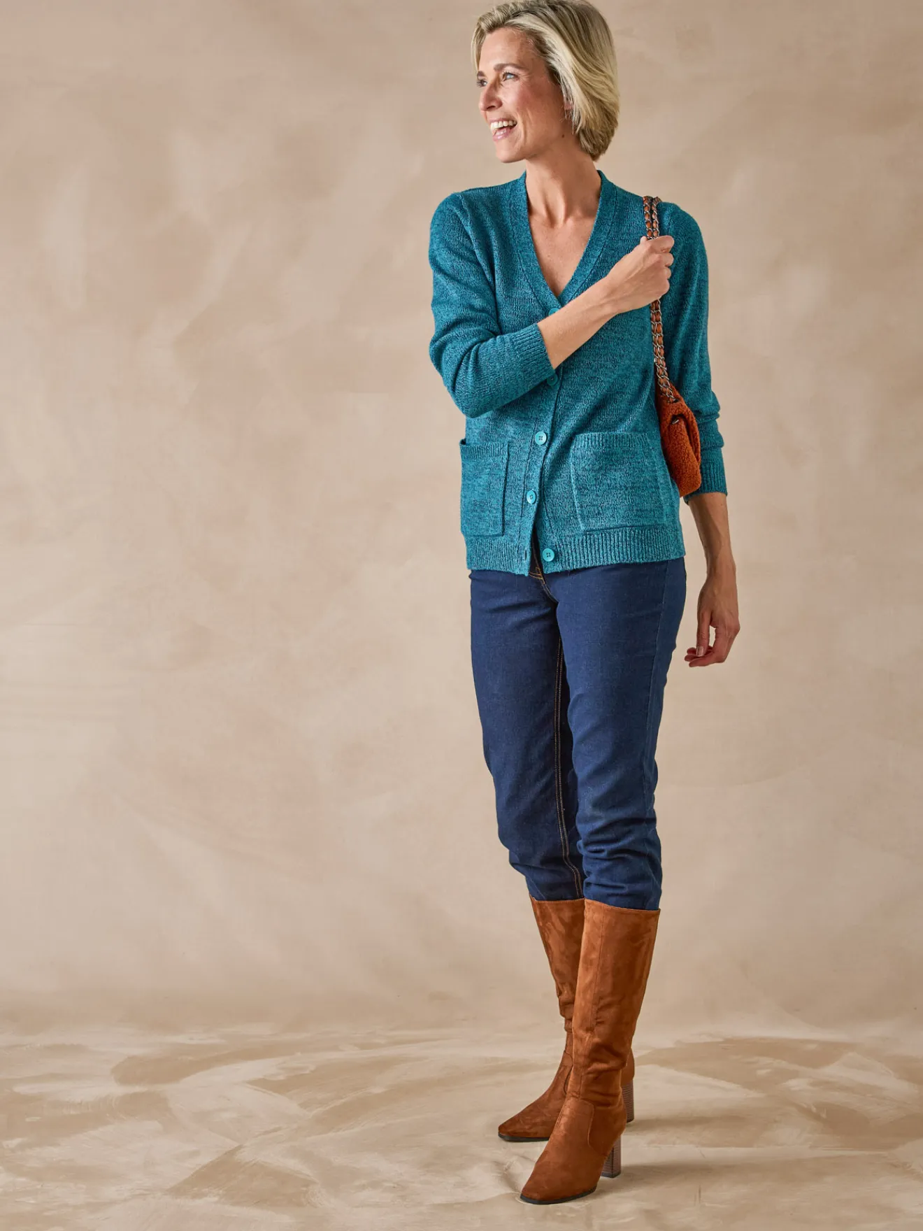 New Gilet classique en maille chinée Femme Gilet