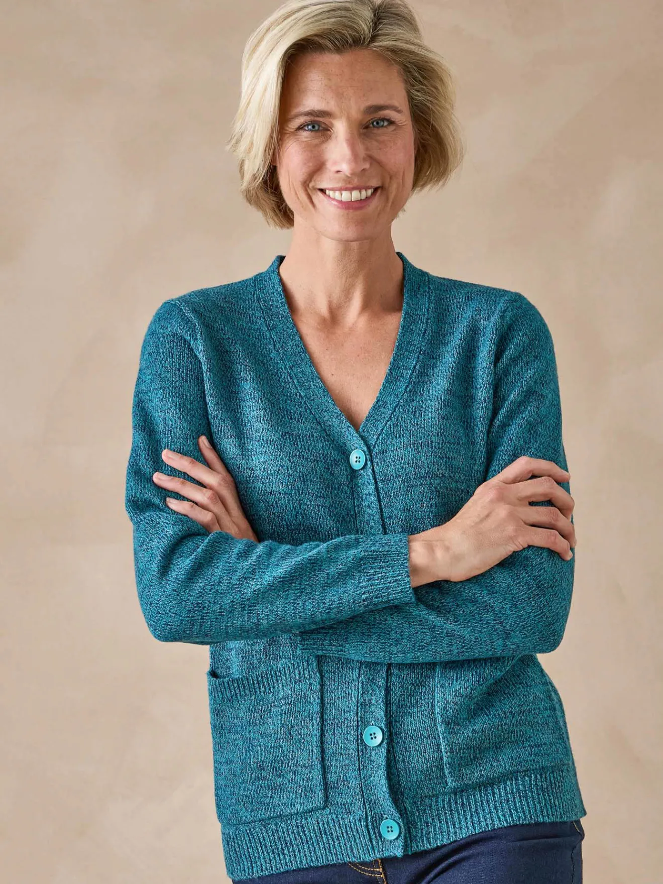 New Gilet classique en maille chinée Femme Gilet