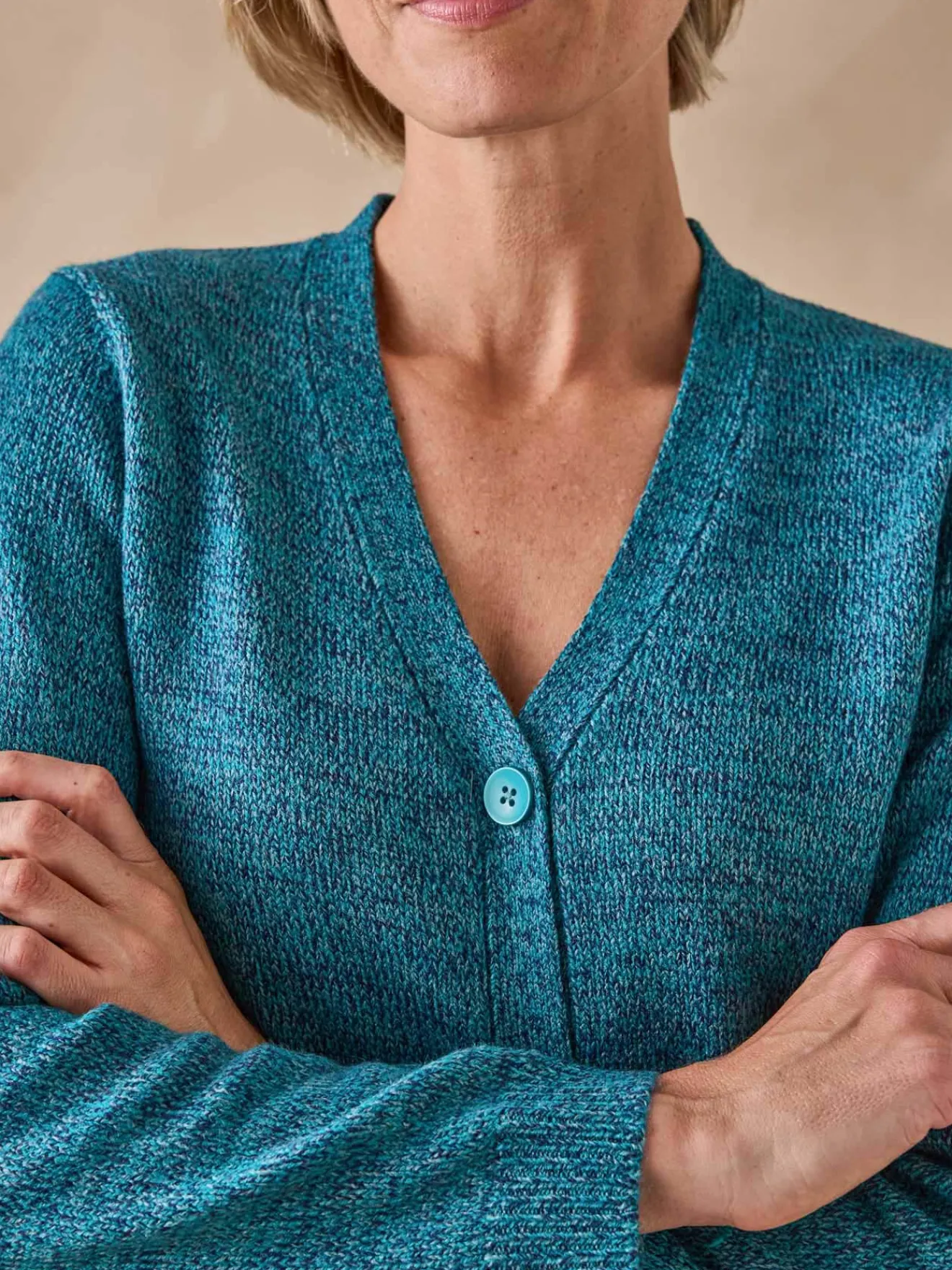 New Gilet classique en maille chinée Femme Gilet