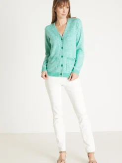 Clearance Gilet classique en maille chinée Femme Gilet