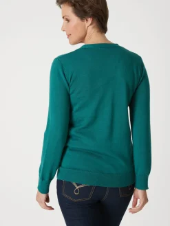 Online Gilet encolure V 50% laine mérinos Femme Gilet