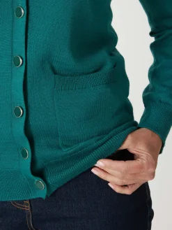 Online Gilet encolure V 50% laine mérinos Femme Gilet