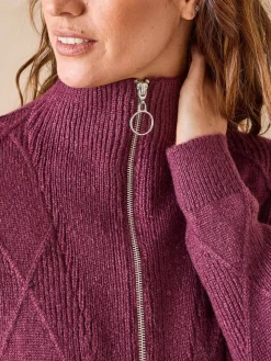 Online Gilet géométrique col camionneur zippé Femme Gilet