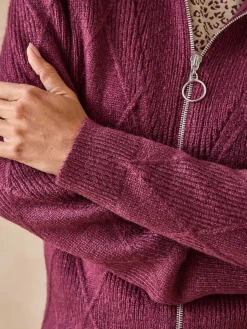 Online Gilet géométrique col camionneur zippé Femme Gilet