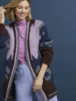 Online Gilet maille jacquard avec laine Femme Gilet