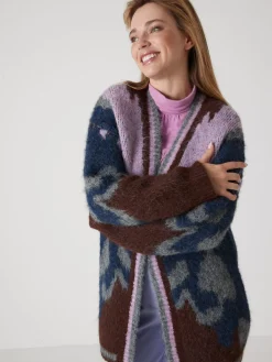 Online Gilet maille jacquard avec laine Femme Gilet