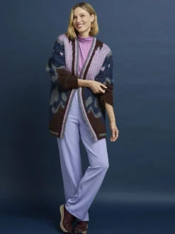 Online Gilet maille jacquard avec laine Femme Gilet