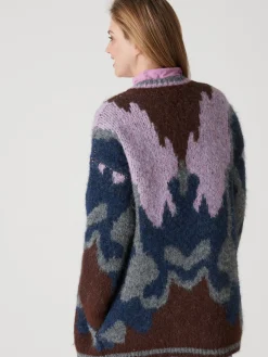 Online Gilet maille jacquard avec laine Femme Gilet