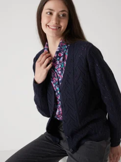 Online Gilet maille point fantaisie avec laine Femme Gilet