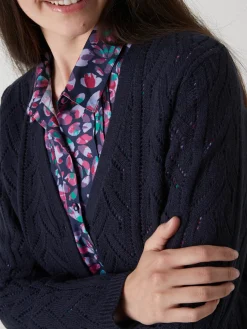 Online Gilet maille point fantaisie avec laine Femme Gilet