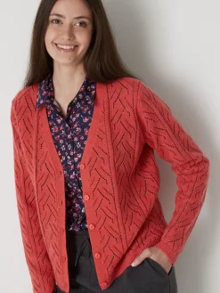 New Gilet maille point fantaisie avec laine Femme Gilet